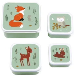 A Little Lovely Company Charlie Lunch & Snack Box forest friends - sage