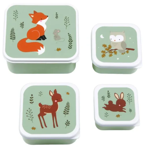 A Little Lovely Company Charlie Lunch & Snack Box forest friends - sage