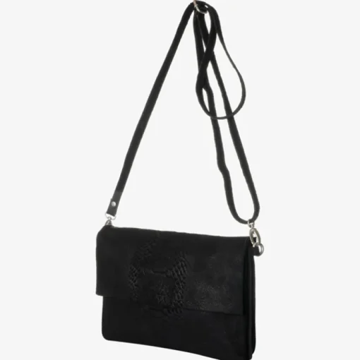 Mozz Luieretui Crossbody Suede snake zwart