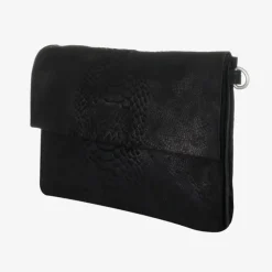 Mozz Luieretui Crossbody Suede snake zwart