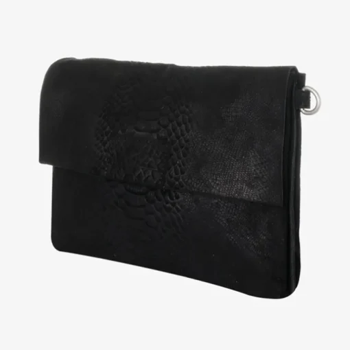 Mozz Luieretui Crossbody Suede snake zwart