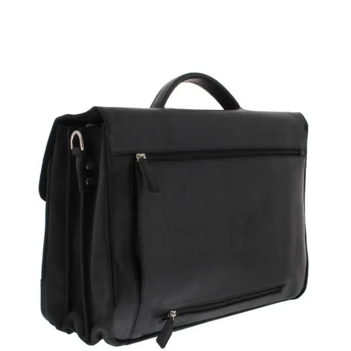 Plevier Vintage Oxford Laptoptas 3 vaks 15.6" zwart