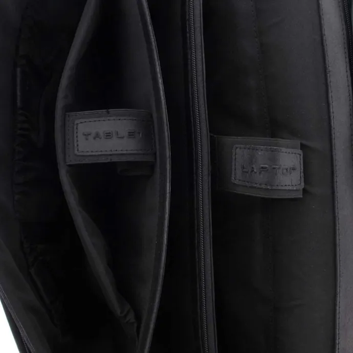 Plevier Vintage Oxford Laptoptas 3 vaks 15.6" zwart